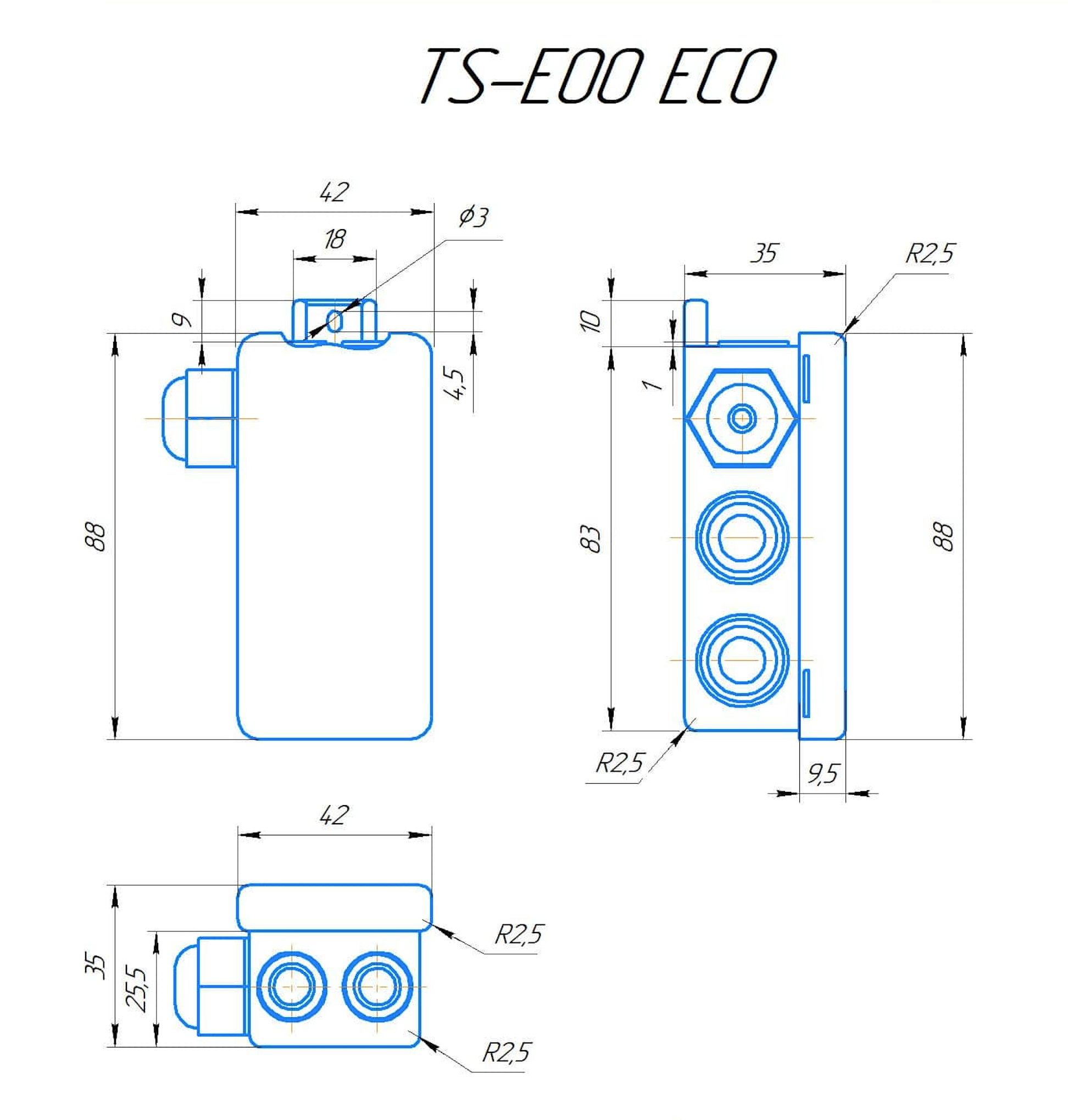 Размеры TS-E00 ECO PT1000