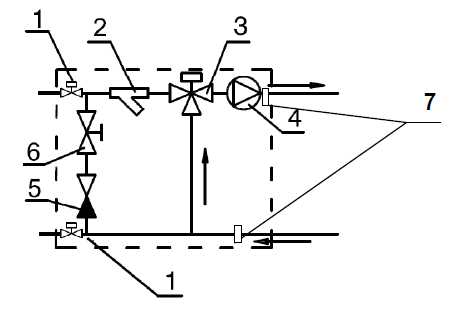 Схема смесительного узла с трехходовым клапаном